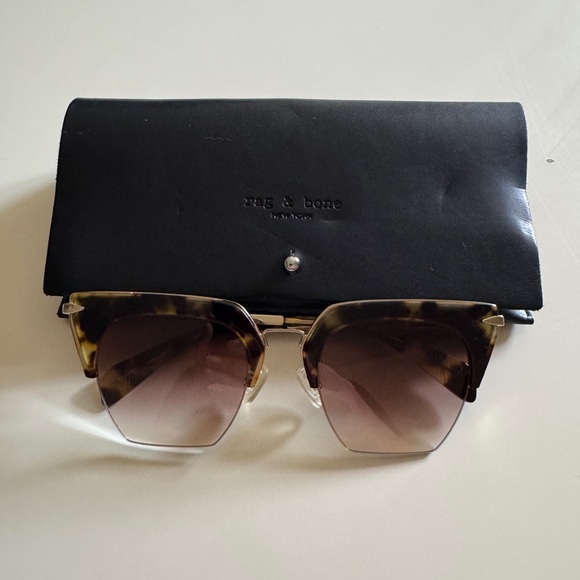 Rag & Bone Tortoise Shell Sunglasses with Black Case - Picture 7 of 8